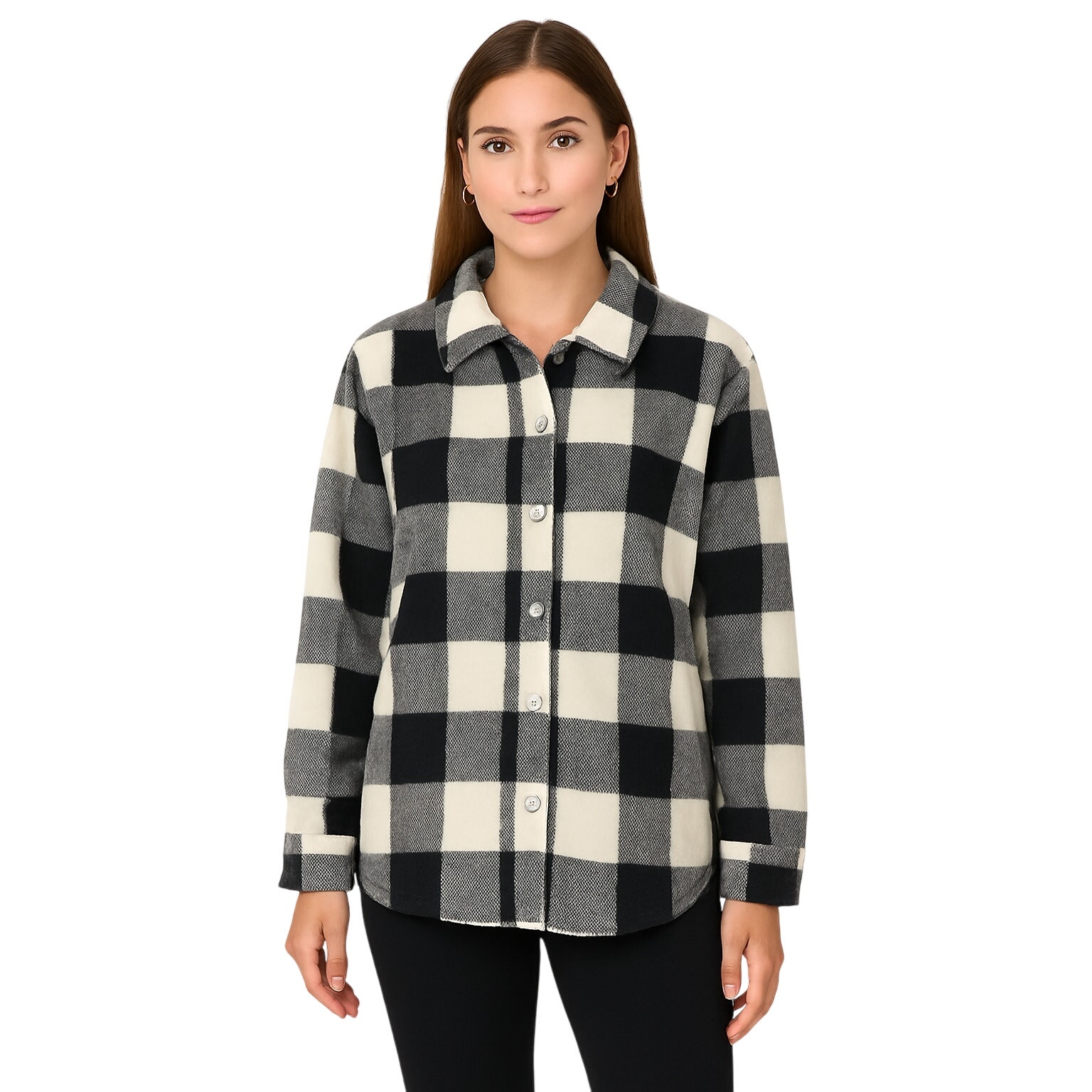 Denim & Co. Petite Fleece Bonded With Sherpa In Natural New Petite Small